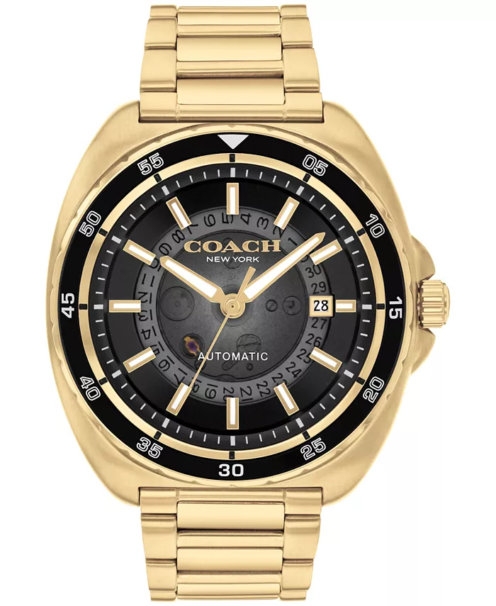 

Мужские автоматические часы Charter из нержавеющей стали с золотым покрытием, 44.5 мм COACH