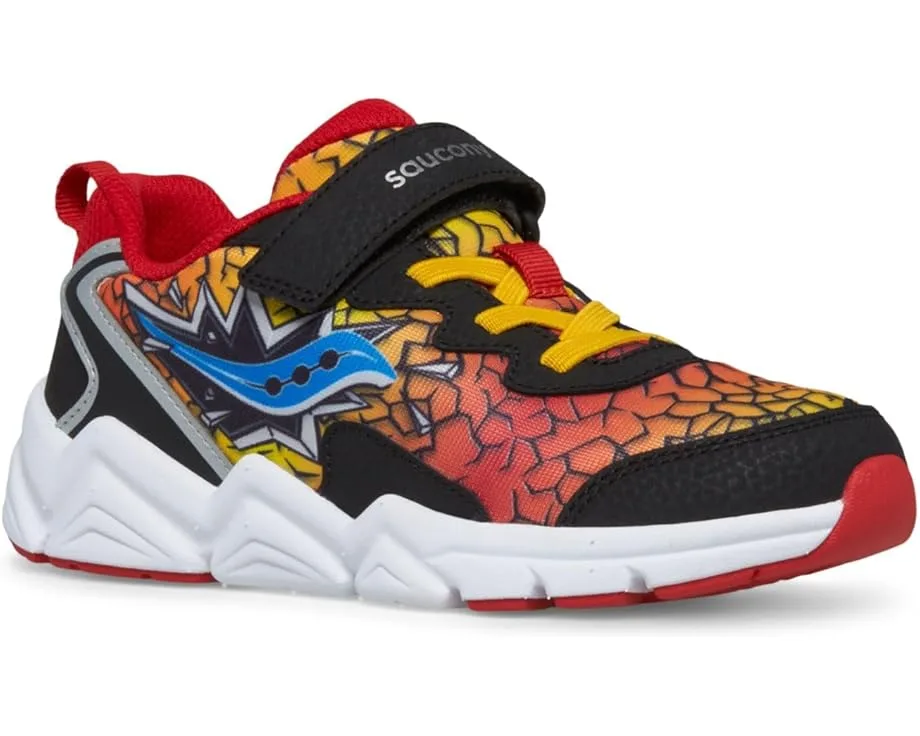 Кроссовки Saucony Kids Flash A/C 3.0 Sneakers (Toddler/Little Kid/Big Kid), Black/Red/Yellow