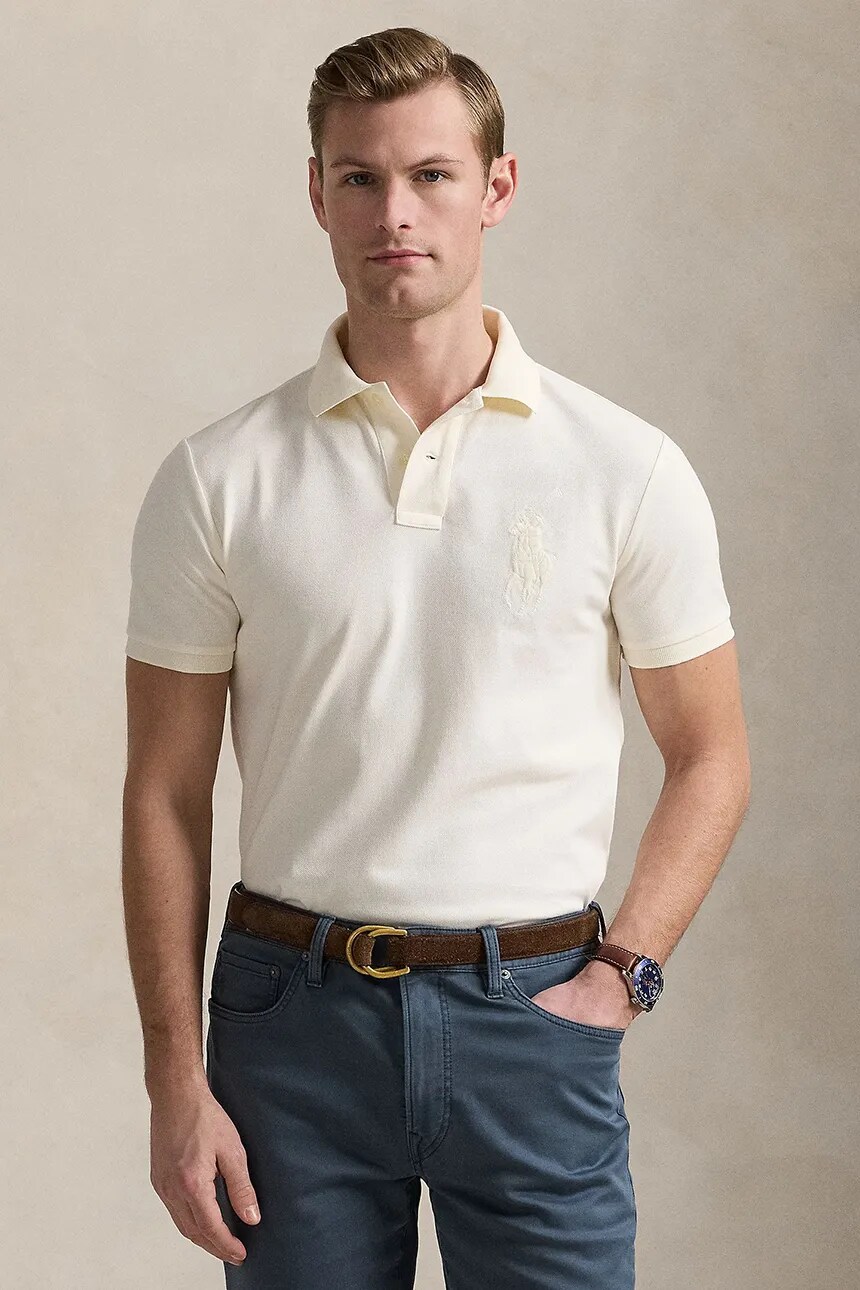 

Хлопковое поло Polo Ralph Lauren, бежевый