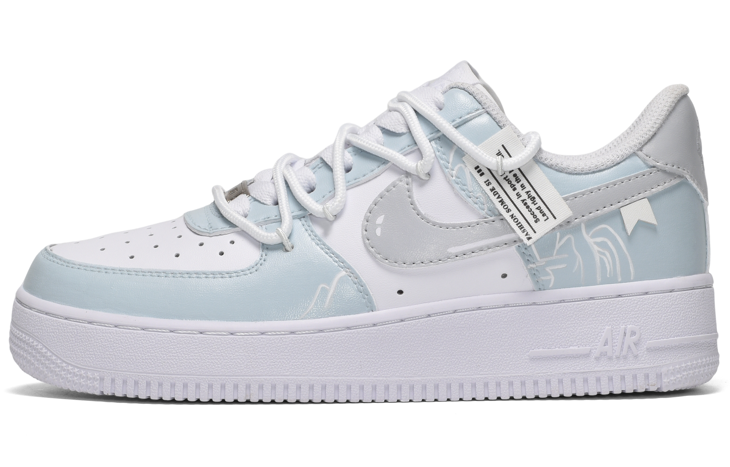 

Кроссовки Nike Air Force 1 Low CUS ID противоскользящие низкие для скейтбординга мужские сине-белые