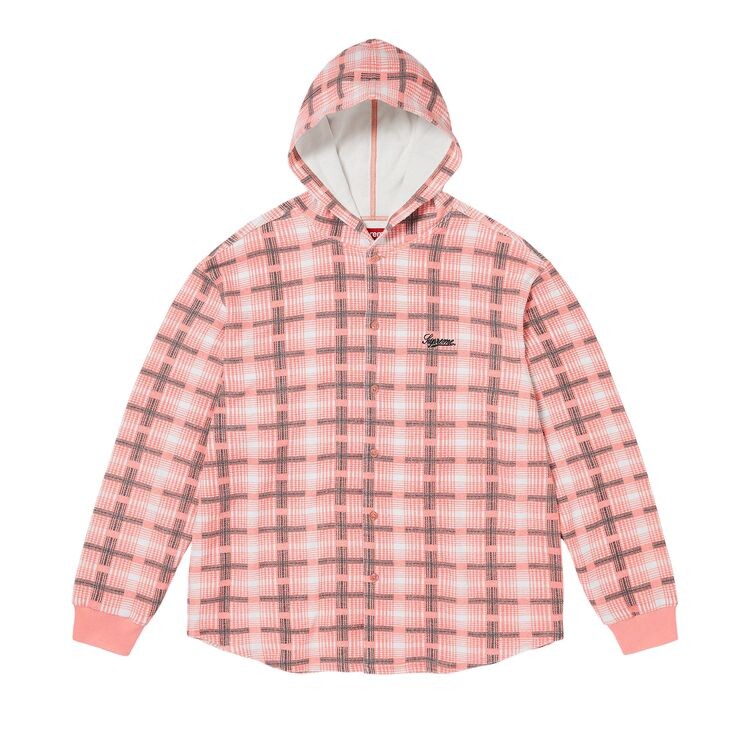 

Рубашка Supreme Hooded Plaid Knit Shirt Pink, розовый