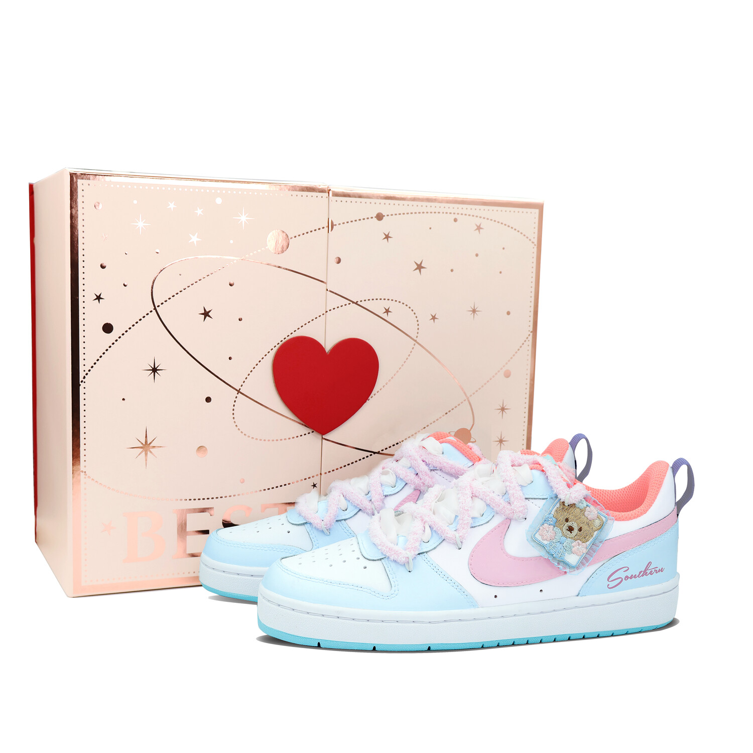 

Кроссовки Nike Court Borough Skateboarding Shoes Women's Low-top, цвет Bear Candy Wrappers 520