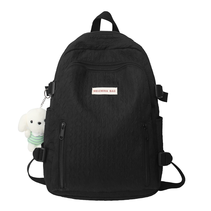 

Deli Bear Нейлоновый рюкзак женский, Black Comes with Rabbit Pendant