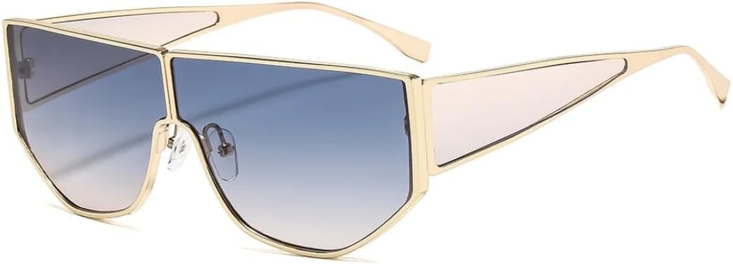 

Ретро-солнцезащитные очки с толстой оправой и градиентным переходом цвета для женщин, стильные, для уличной фотосъемки, модные, для отдыха, мужские, с защитой от УФ-излучения UV400 UATXTAU, Blue