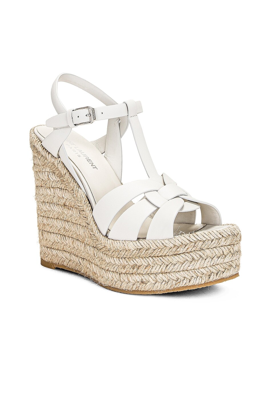 Сандалии Saint Laurent Tribute Espadrille Wedge, цвет Porcellana — фото 2