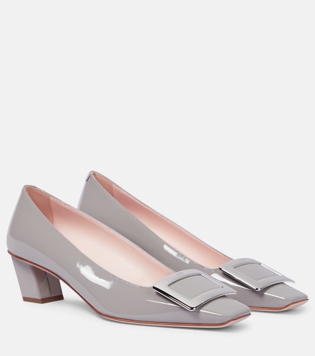 Туфли-лодочки Belle Vivier 45 из лакированной кожи Roger Vivier, серый