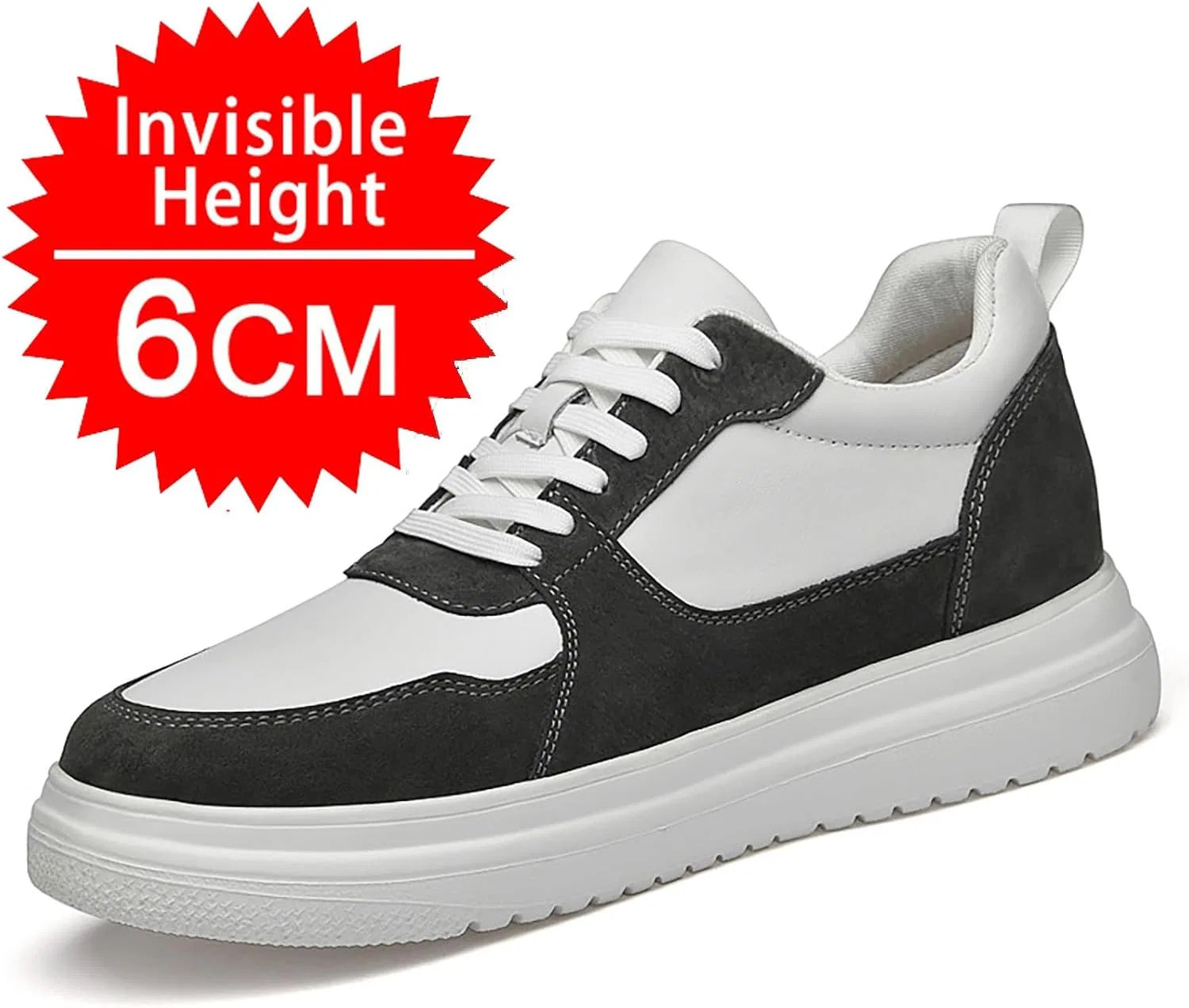 Кроссовки Generisch Schuhe mit Erhöhungen für Herren, 6/8/10 cm, Unisex, höhenverstellbar, lässige Schuhe mit Erhöhungen, rutschfeste, atmungsaktive Turnschuhe mit Erhöhungen, Schnürschuhe, Grau — фото 3