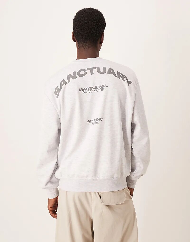 

Свободный джемпер ASOS DESIGN с принтом из ткани в стиле «дайвинг» серого меланжевого цвета