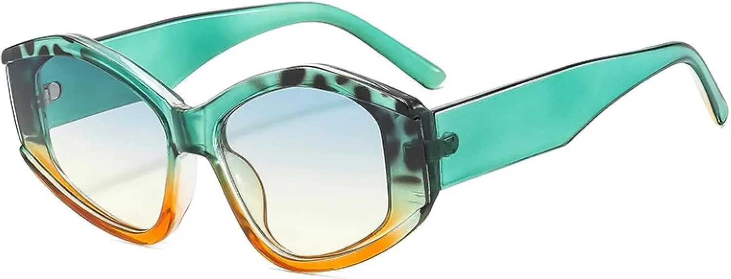 

Модные солнцезащитные очки в толстой оправе для женщин в стиле панк, трендовые, для активного отдыха, с защитой от УФ-излучения UV400 TVTBBVV, Greenbrown