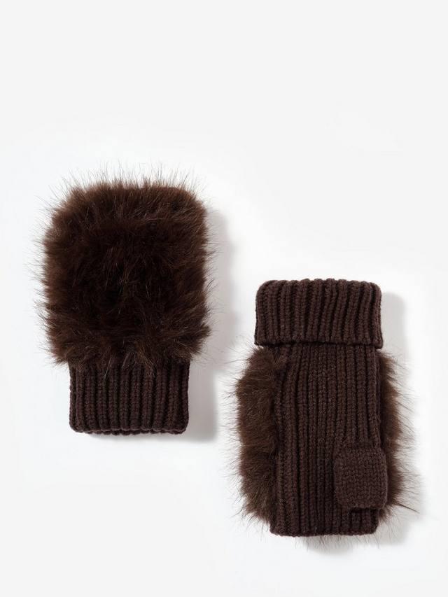

Перчатки без пальцев с отделкой из искусственного меха Mint Velvet, Brown