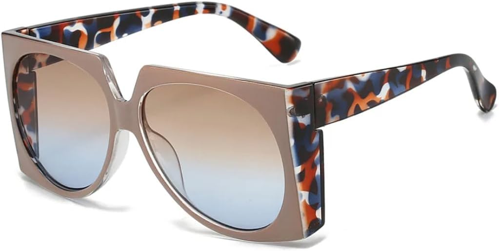 

Винтажные большие солнцезащитные очки неправильной формы для женщин и мужчин, панк-стиль, большие оправы, роскошные, с защитой от УФ-излучения UV400 HHZZYVY, Coffee Tea Blue