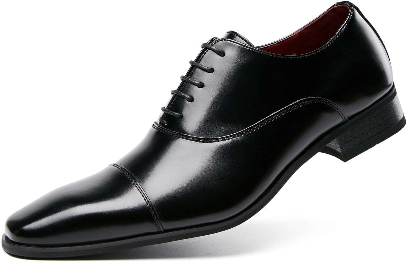 

Мужские оксфорды Модные формальные кожаные туфли для свадьбы, смокинга и повседневной носки Santimon, черный