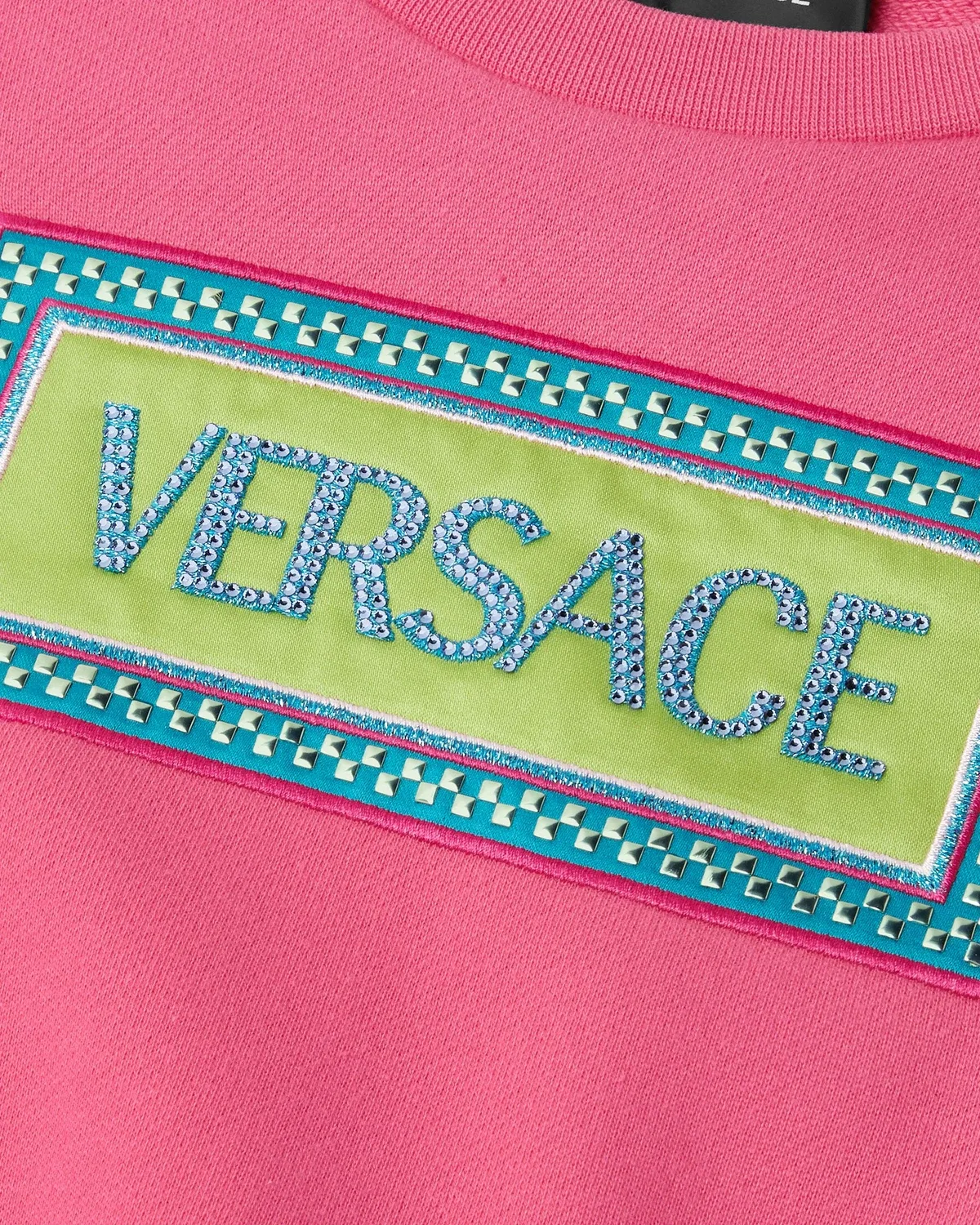 Детский свитшот из хлопкового трикотажа с вышивкой VERSACE, розовый — фото 4
