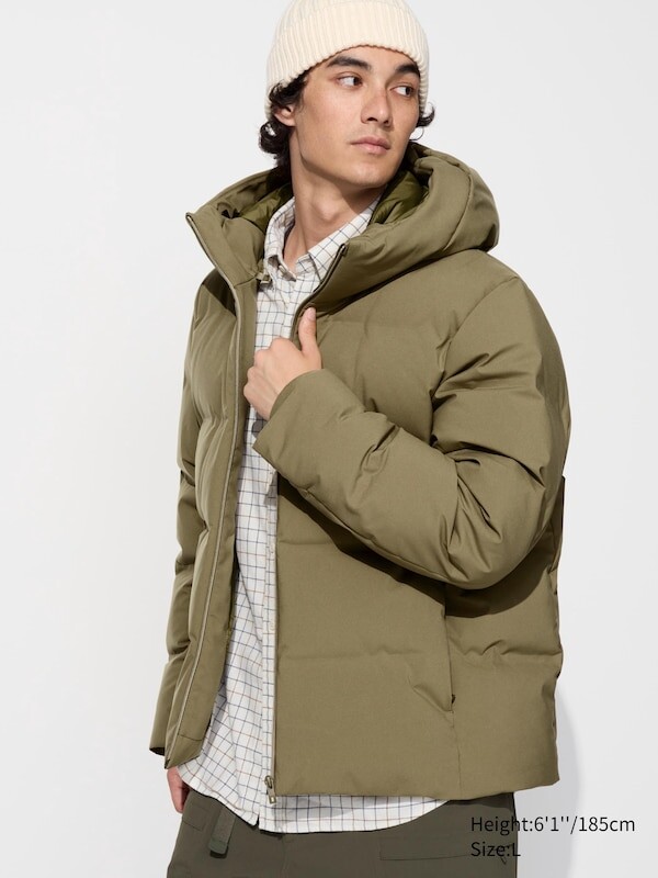 

Бесшовная парка на пуху Uniqlo, коричневый