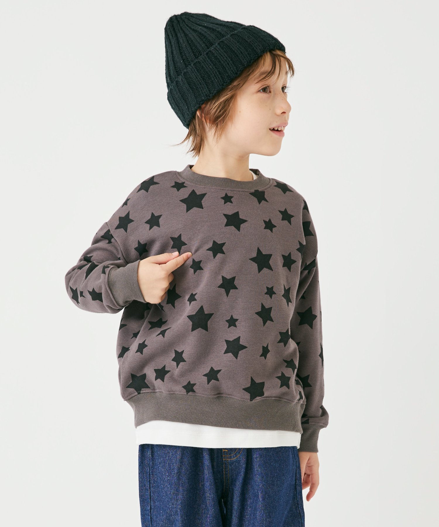 Толстовка с флисовой подкладкой и принтом по всей поверхности. Ever Closet, Star (Charcoal)