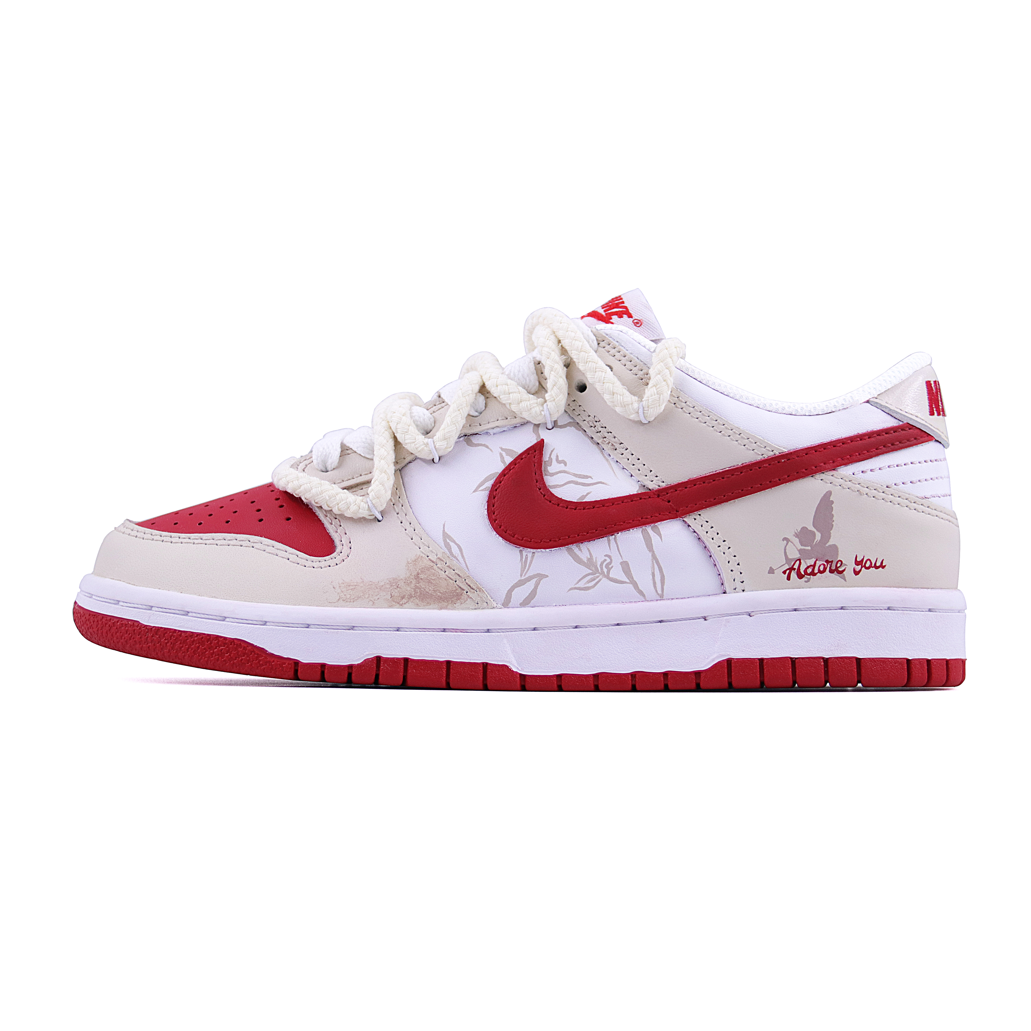 

Nike Кроссовки для скейтбординга Dunk Heartfelt Flame Vow, роскошный подарок, низкие, мужские, белые, красные