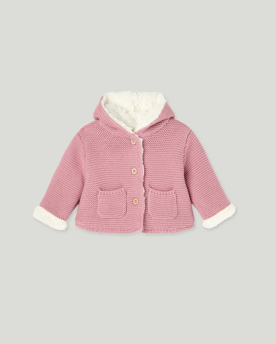 

Короткая трикотажная куртка с капюшоном для маленькой девочки Baby El Corte Inglés, розовый