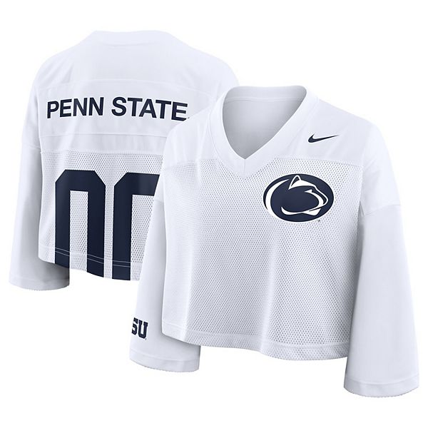 Женская белая футболка Penn State Nittany Lions cropped mesh dri-fit Nike — фото 2