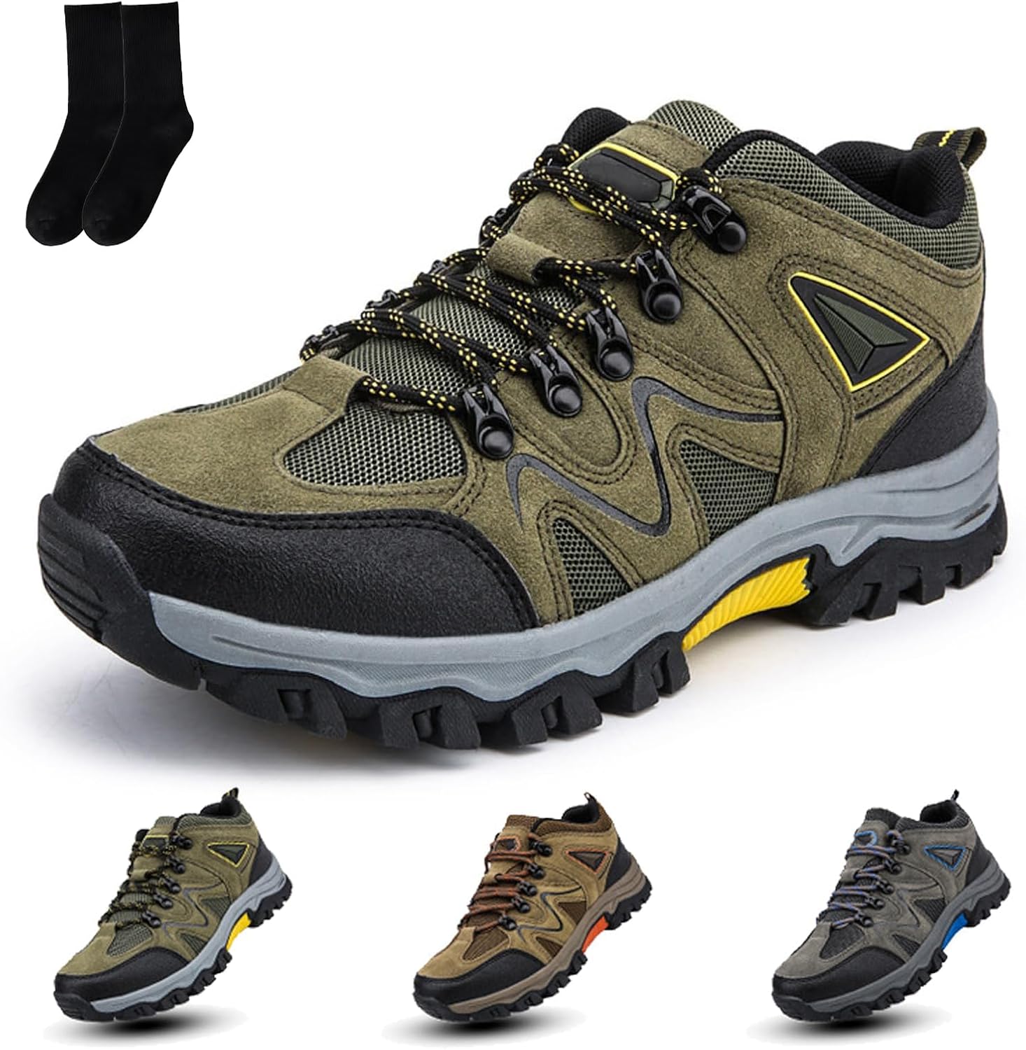 

Мужские низкие водонепроницаемые походные ботинки, легкие, с нескользящей подошвой, для ходьбы на улице, удобные, дышащие кроссовки для трекинга и работы Generic, зеленый