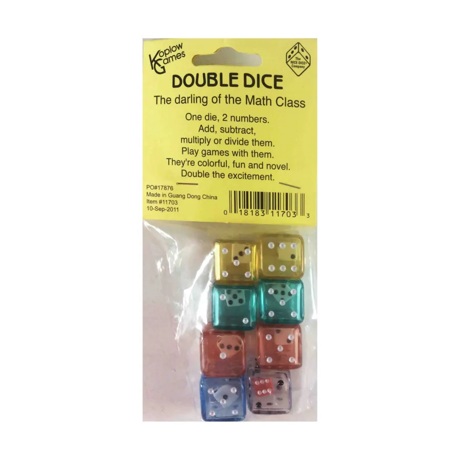 

Двойные кубики d6, 19 мм — в ассортименте (8), Dice - Double & Triple (Koplow)