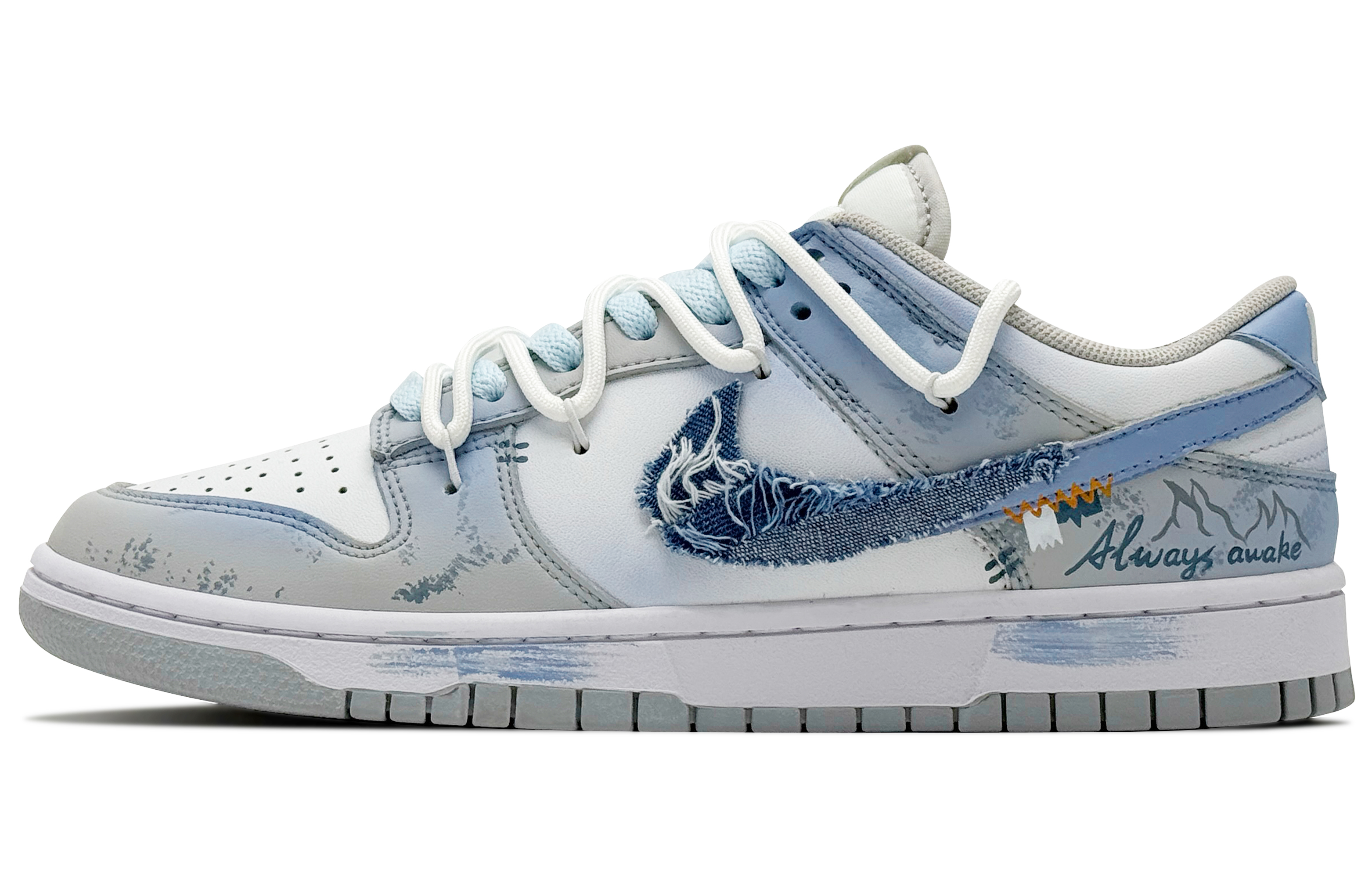 

Nike Кроссовки для скейтбординга Dunk, износостойкие, низкие, мужские, белые, синие