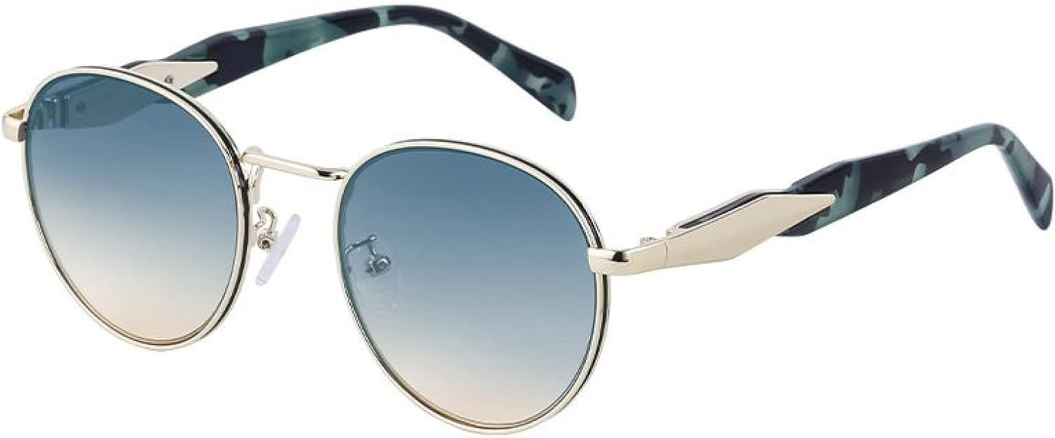 

Модные круглые солнцезащитные очки в металлической оправе для женщин и мужчин, роскошные овальные очки в стиле панк, винтаж, защита от УФ-излучения UV400 TVTBBVV, C5goldgreenorange