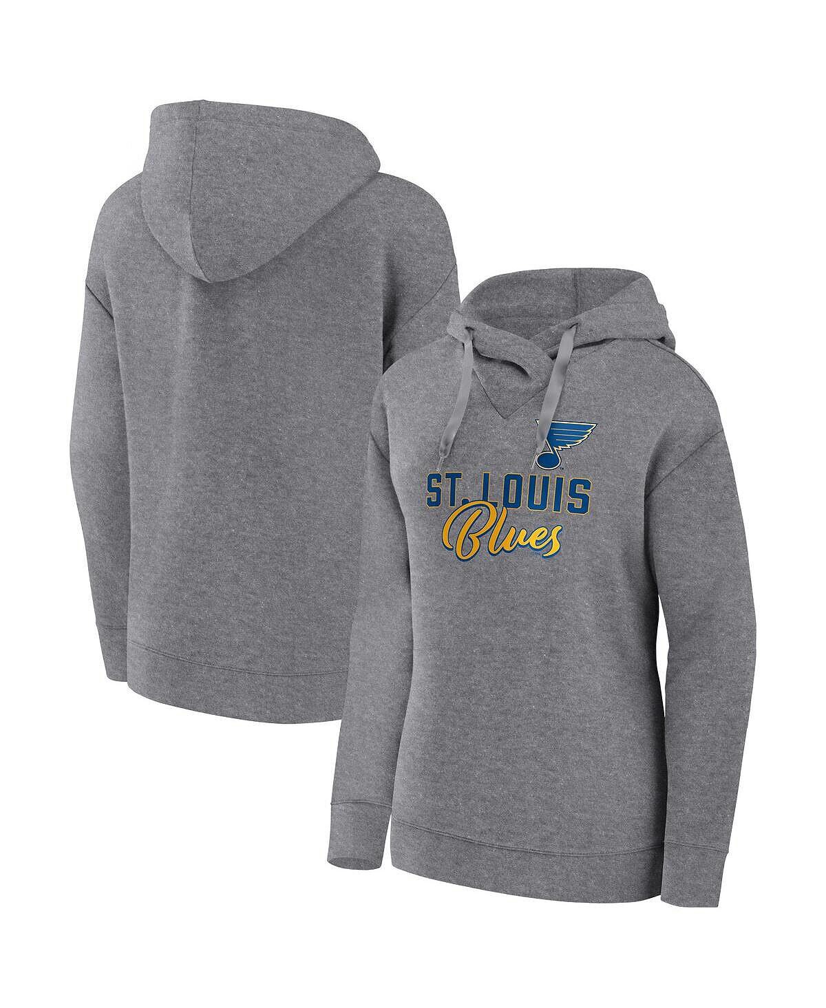 

Женский пуловер с капюшоном цвета «серый Хизер» St. Louis Blues Script Favorite Fanatics