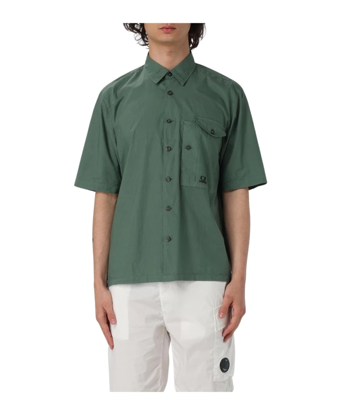 

Классическая рубашка с короткими рукавами и карманом. C.P. Company, зеленый