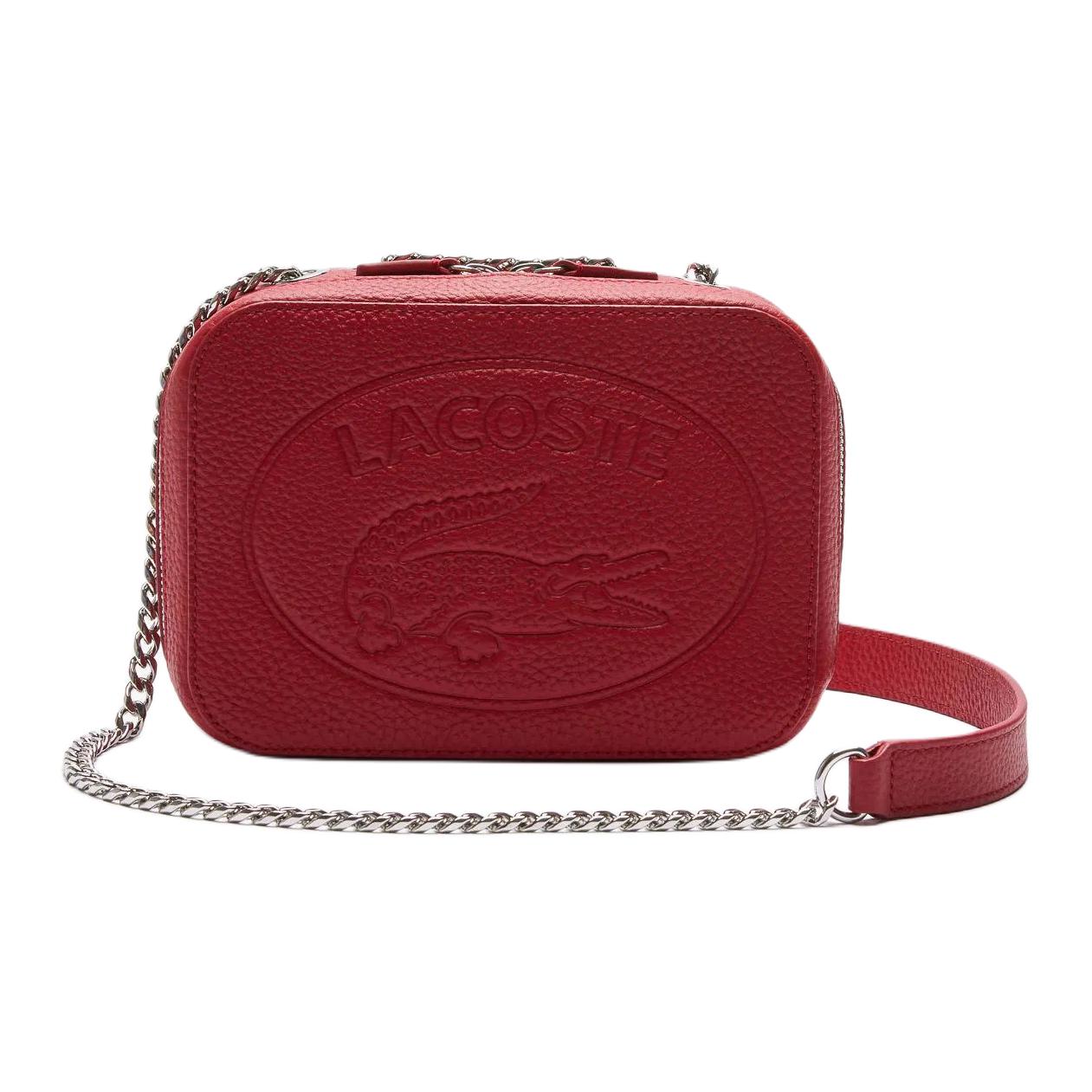 

LACOSTE Кожаная сумка через плечо малого размера женская в красном цвете, Traffic Red