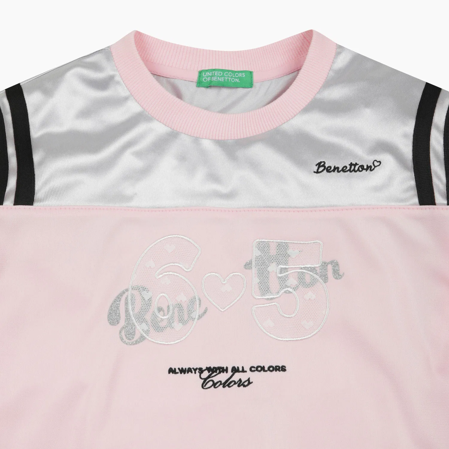 Детская футболка в футбольном стиле розовая от Benetton Kids — фото 3