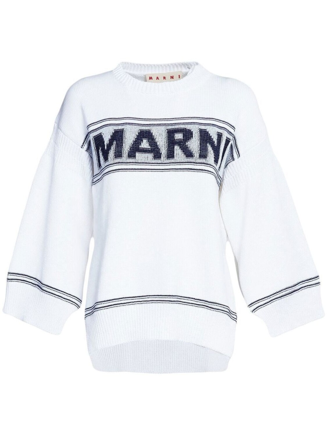 

Marni свитер вязки интарсия с логотипом, белый