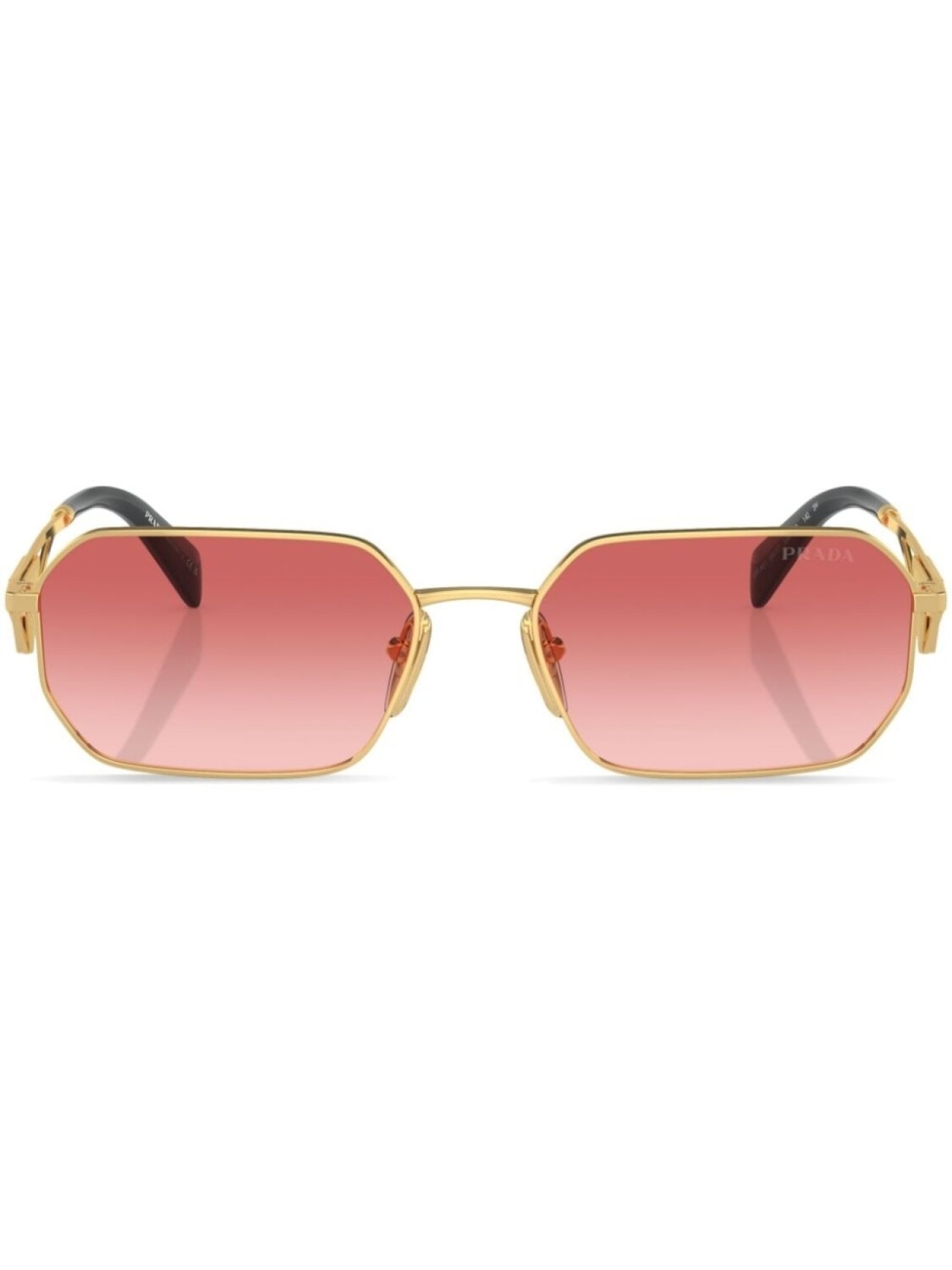 

Prada Eyewear солнцезащитные очки в прямоугольной оправе, золотистый