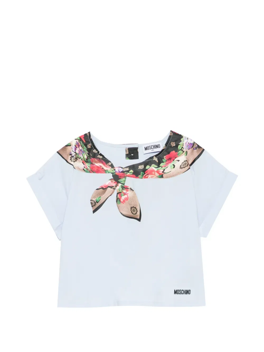 Футболка с принтом в виде шарфа Moschino Kids, синий