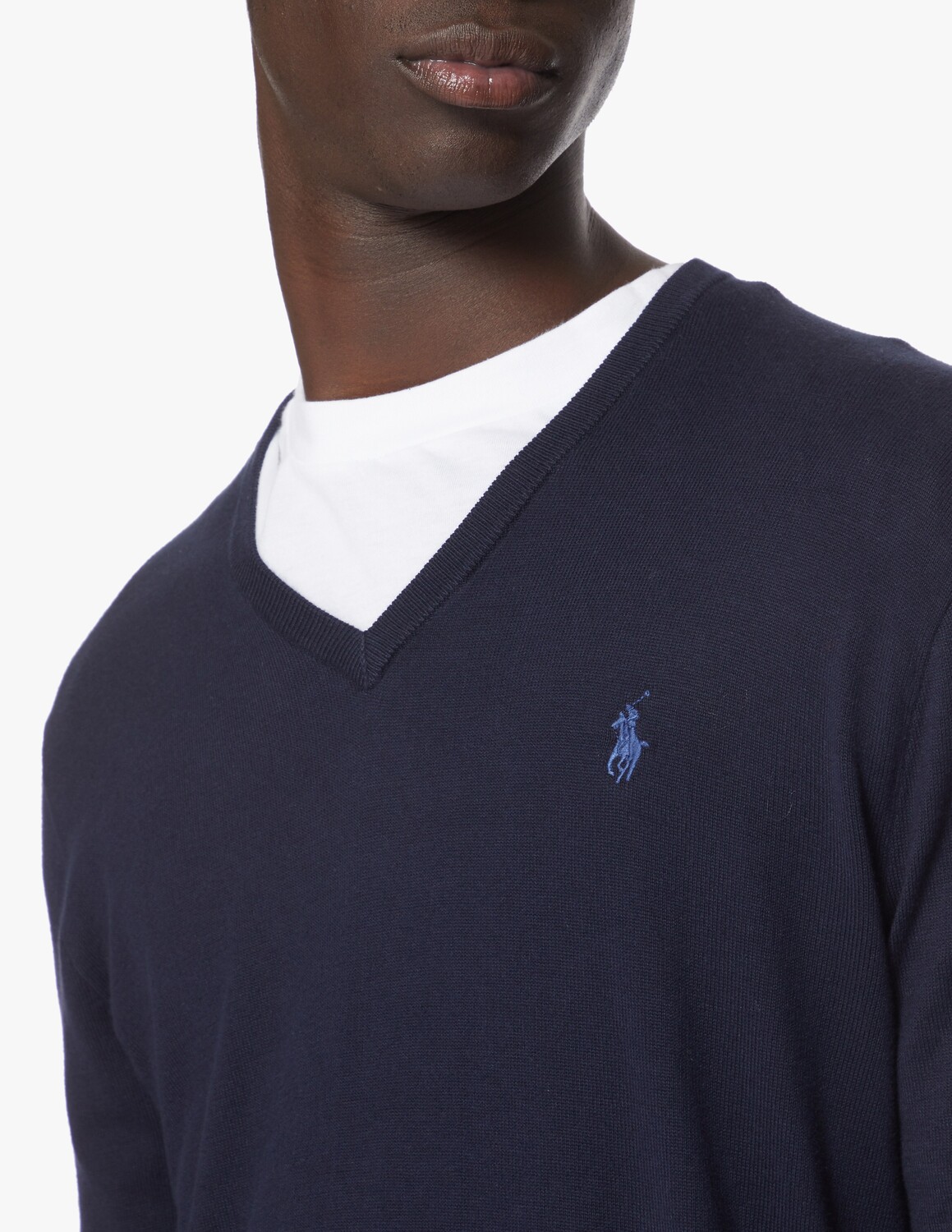 Свитер из хлопка пима с V-образным вырезом Ralph Lauren, цвет Hunter Navy — фото 4