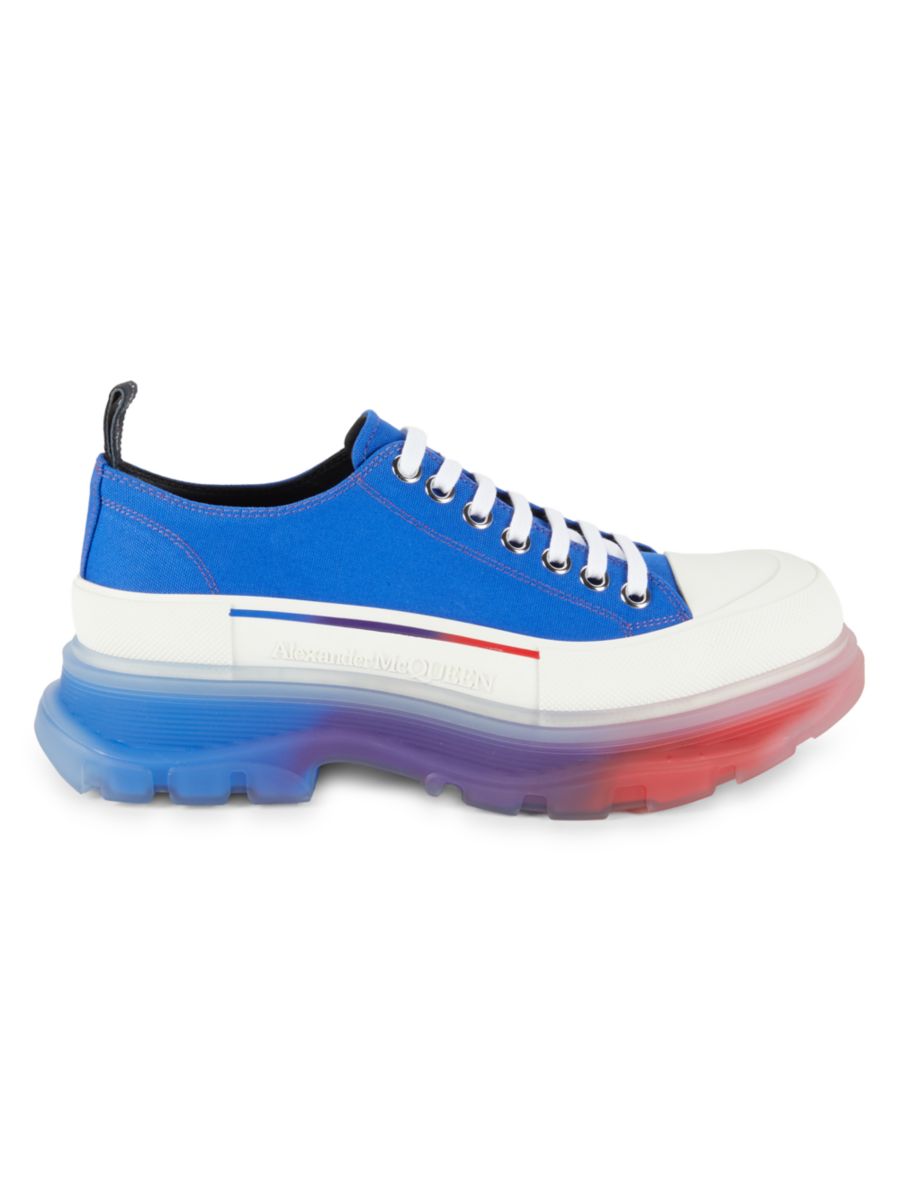 

Кроссовки из парусины с логотипом на платформе и подошве McQueen, цвет Blue Multicolor