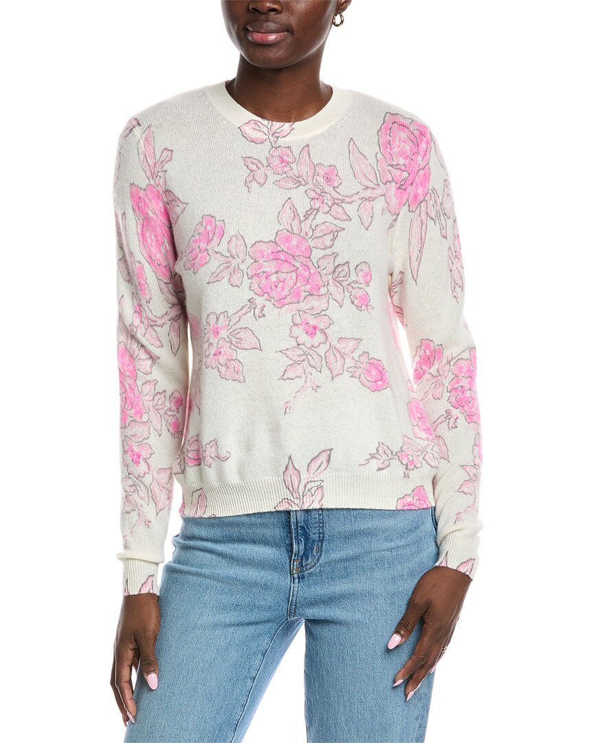 

Осенний кашемировый свитер с пастельным цветочным принтом Autumn Cashmere, белый