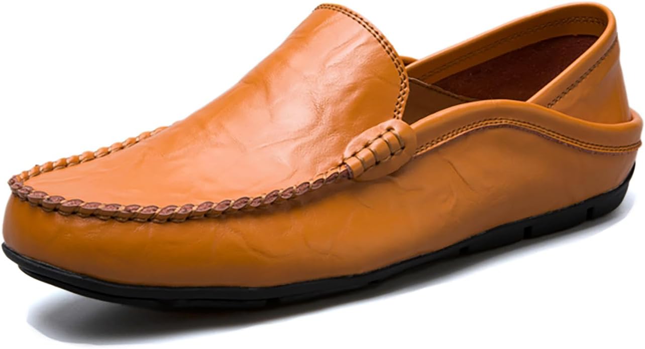 

Мужские лоферы на подскоке из натуральной кожи - дышащая мягкая подошва, комфортный городской стиль, носка круглый год Generic, коричневый