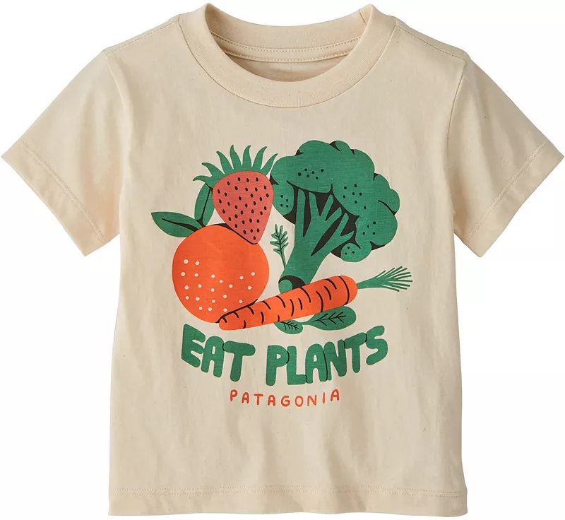 

Футболка с рисунком Patagonia для младенцев, цвет Farm Snacks/Undyed Natrl