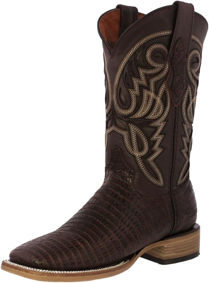 

Мужские коричневые ковбойские сапоги Texas Legacy с квадратным носком из кожи с тиснением под ящерицу Теджу