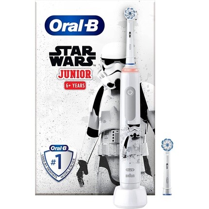 

Электрическая зубная щетка Oral-B Junior Star Wars для детей 6+ с 2 насадками и регулировкой давления на 360° — белая, Oral B