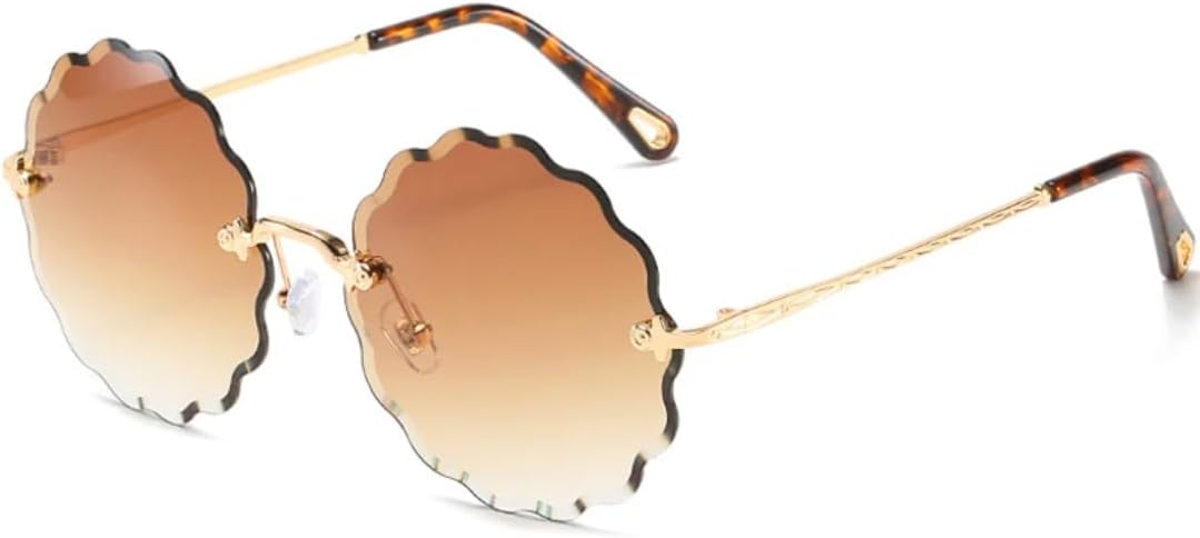 

Солнцезащитные очки с защитой от УФ-излучения UV400 | Увеличенные круглые без оправы | Линзы конфетных цветов для занятий спортом на открытом воздухе и вождения DSVIGF, Gradient Tea