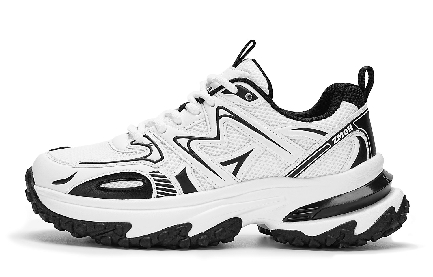 

Амортизирующие противоскользящие износостойкие дышащие утепленные низкие массивные кроссовки унисекс ZMOH, белый/черный