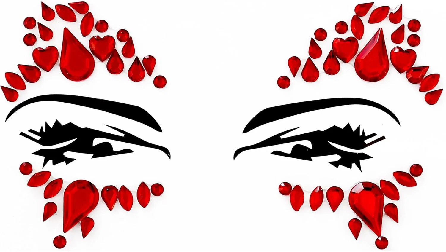 Наклейки для лица Face Gems самоклеящиеся, красные, 1 шт, бренд Facegem London — фото 2