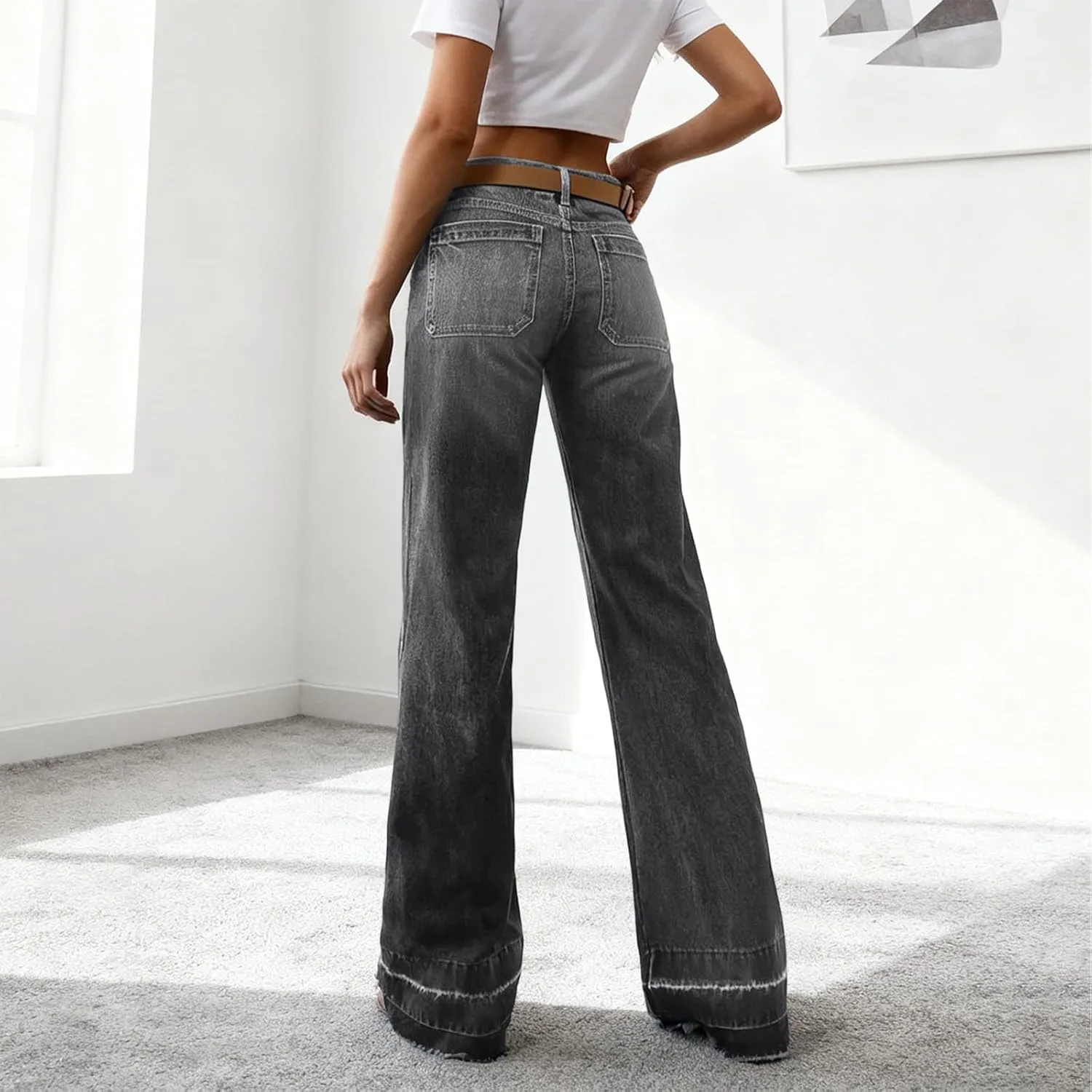 Прямые джинсы для женщин Stretchy Vintage Baggy Y2K Zimbaplatinum — фото 3