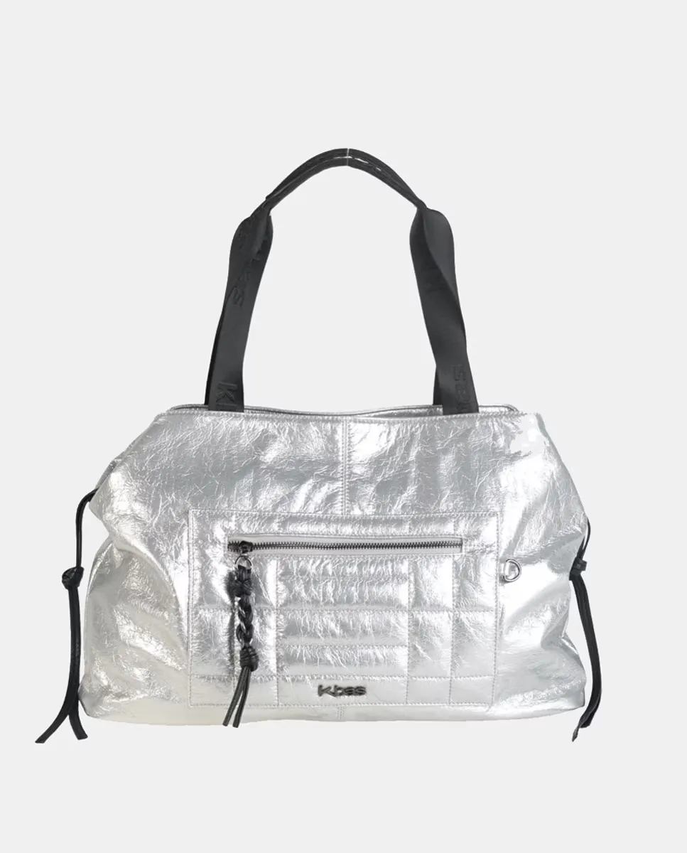 

Сумка для покупок серебристого цвета с металлической застежкой-молнией Kbas, серебряный