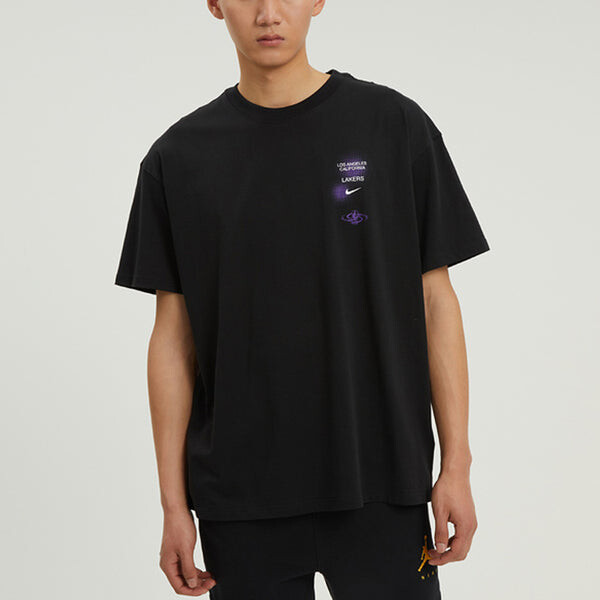 Футболка Nike x NBA Crossover Los Angeles Lakers Courtside Pattern Printing Round Neck Short Sleeve Black, мультиколор — фото 4