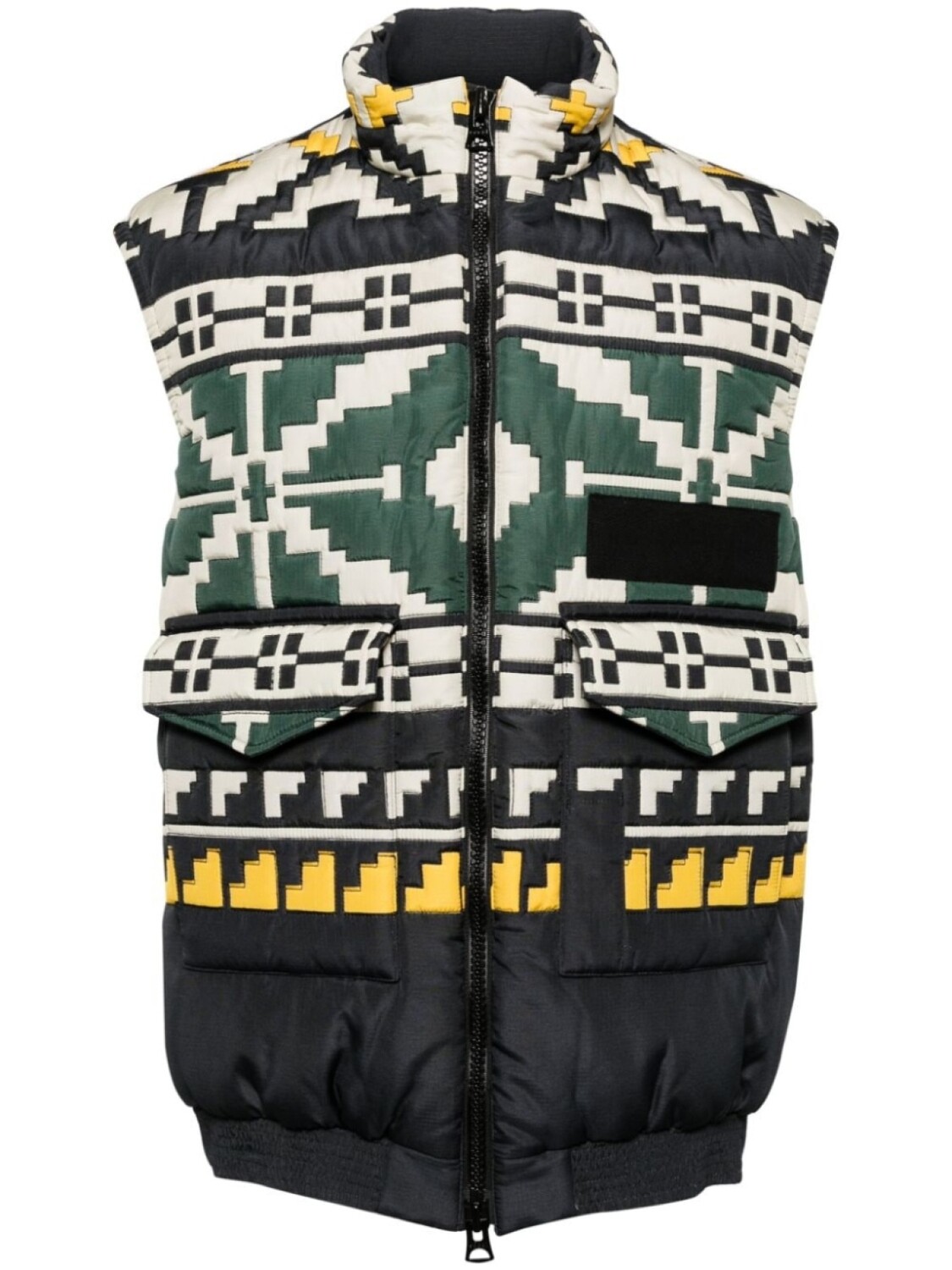 

Sacai стеганый жилет с вязанным узором, черный