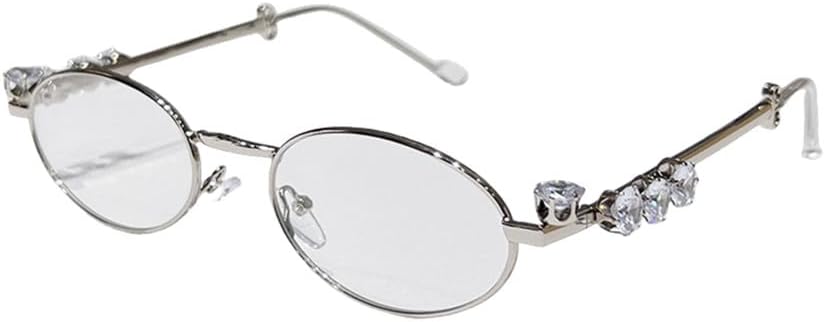 

Овальные солнцезащитные очки с декором из страз для женщин и мужчин, повседневные, с градиентным переходом цвета, для летней пляжной вечеринки, с защитой от УФ-излучения UV400 TKKTLLT, Silver Clear