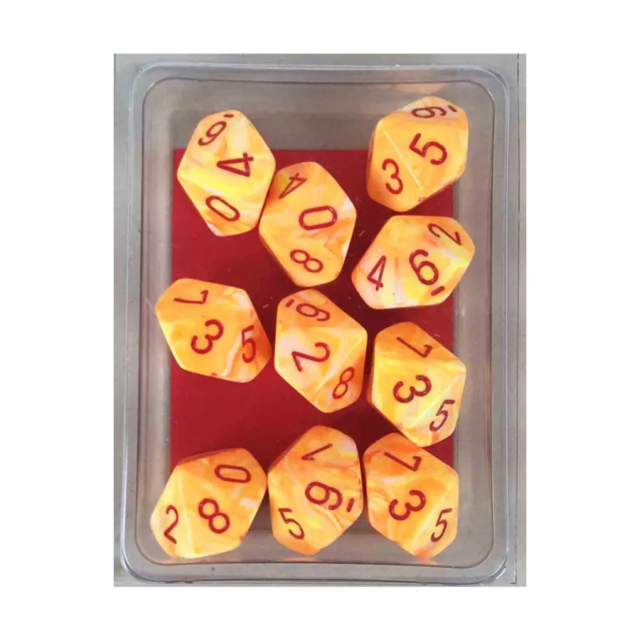 

d10 Солнечные лучи с красным (10), Dice - Festive - d10 (Chessex)