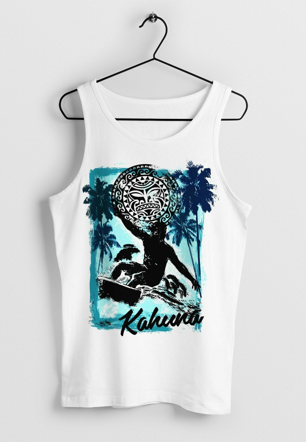 

Топ TANK- WAVE KAHUNA TIKI MASKE PALMEN MEER FASHION Neverless, белый